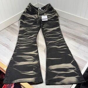 NWT Ragged Priest Jeans‎ Women's 28 Burnout Stripe Bell Bottom Hippie Retro Rave